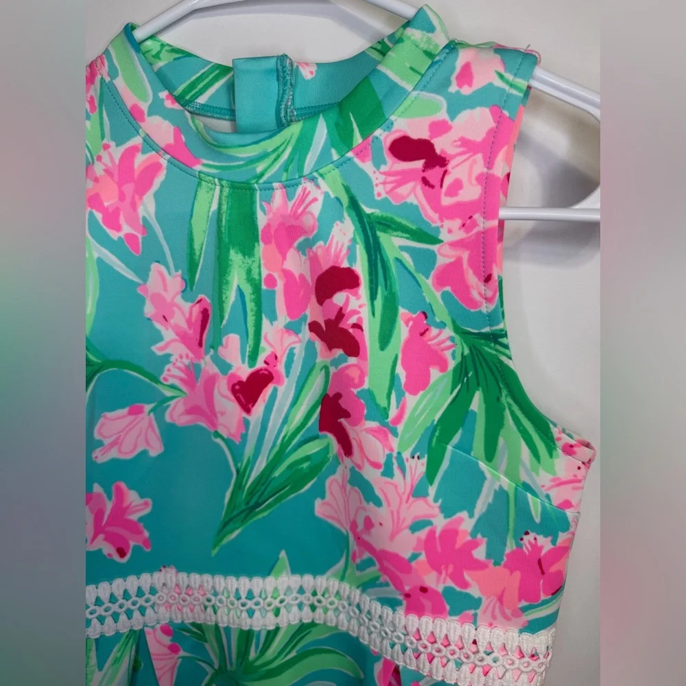 Lilly Pulitzer Girls Leesi Dress Aqua Al Fresco Isn’t She Lovely Size 14 - Picture 6 of 7